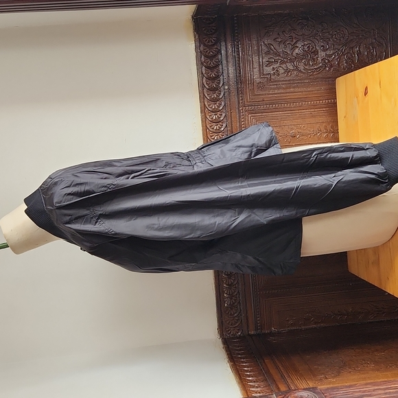 NWT GOOD AMERICAN Black Peplum Nylon Bomber  Large $115 - Picture 3 of 10